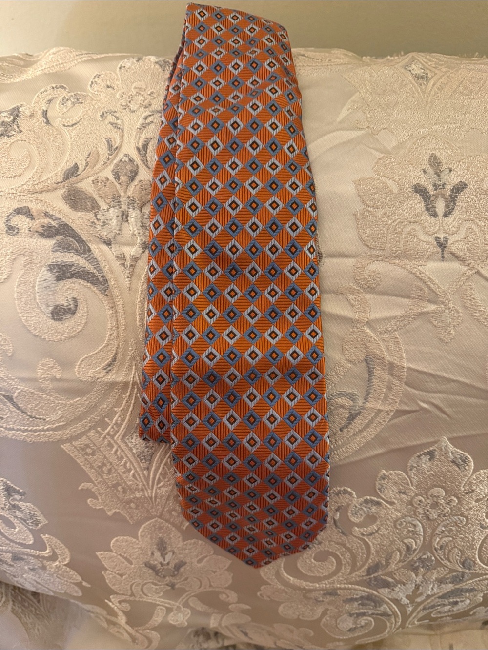 Classic Orange Geometric Men's Silk Tie